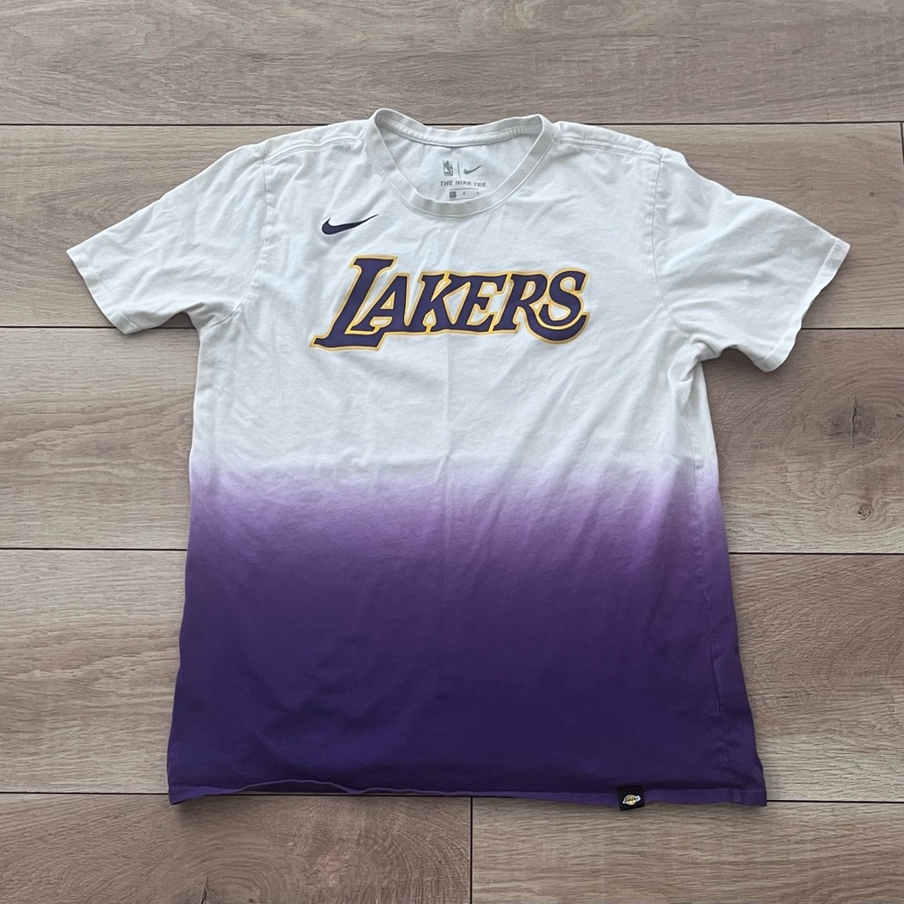 Nike White and Purple Lakers Tee